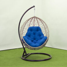 Подвесное бежевое кресло кокон на усиленной стойке Наоми